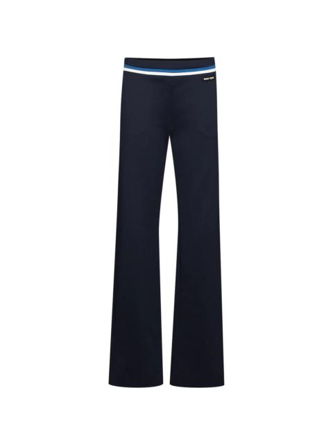 Miu Miu stripe-detail logo-patch tailored trousers