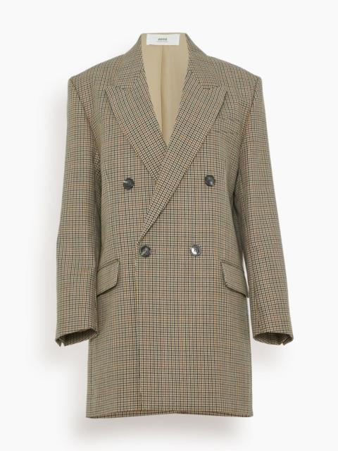 AMI Paris Double Breasted Oversized Jacket in Champagne/Black