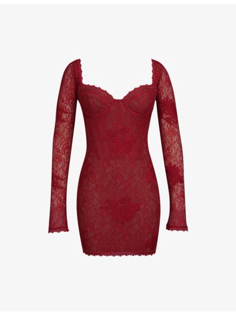 House of CB Lucienne Stretch Floral-Lace Mini Dress