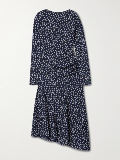 Proenza Schouler Alina Draped Floral-print Crepe Midi Dress