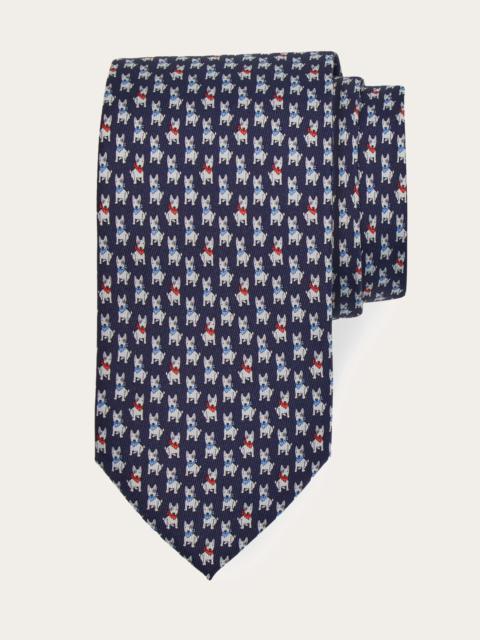 FERRAGAMO Terrier print silk tie