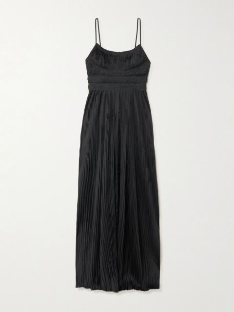 ULLA JOHNSON Reine plissé-satin gown Black