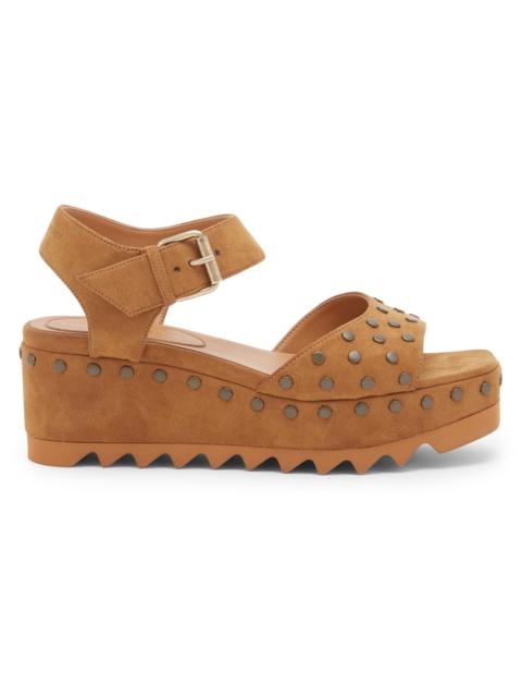 Stella McCartney Women's Elyse Studded Faux-Suede Platform Sandals - Brandy