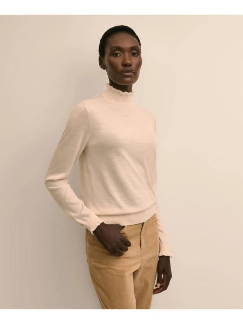 Brooks Brothers Merino Wool Blend Ruffle Turtleneck Sweater