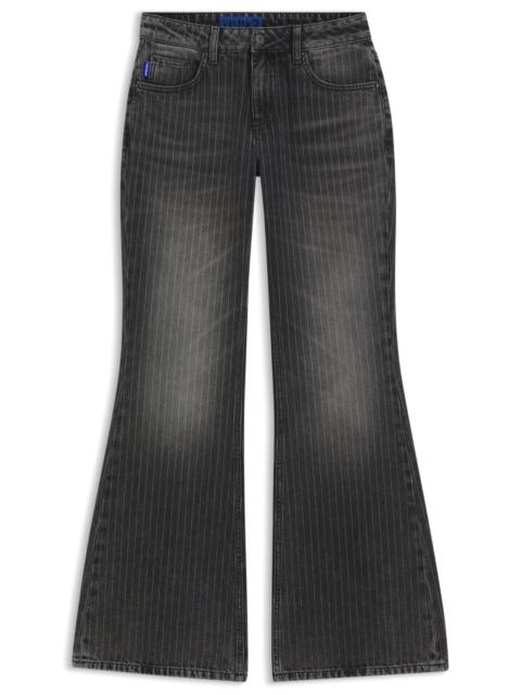 HUGO BOOTCUT MID-RISE JEANS IN PINSTRIPED COTTON BLEND