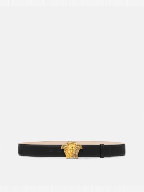 VERSACE La Medusa Crystal Leather Belt 4 cm