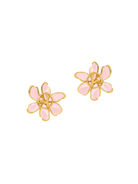 Oscar de la Renta Women's Mini O Textured Flower 24K-Gold-Plated Brass & Enamel Stud Earrings - Pink