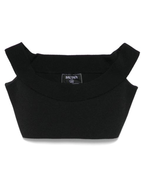 Balmain layered-neck crop top