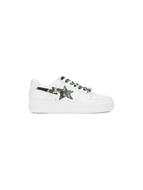A BATHING APE® White & Green Camo Bapesta Low Sneakers