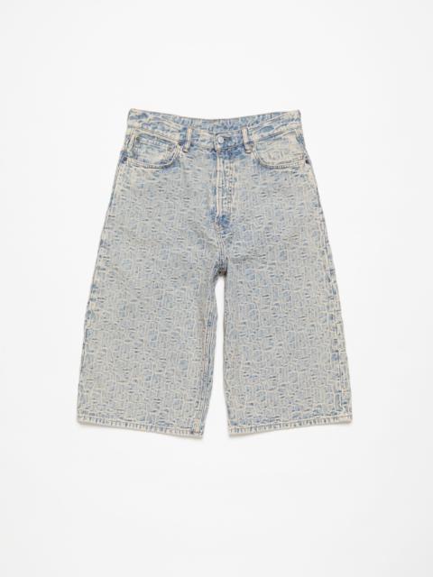 Acne Studios Monogram denim shorts - Loose fit - Blue/beige