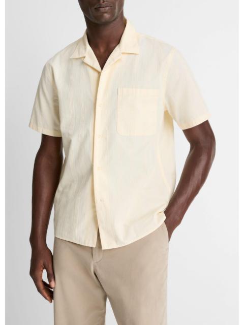 Vince Union Stripe Cotton Short-Sleeve Loop-Collar Shirt