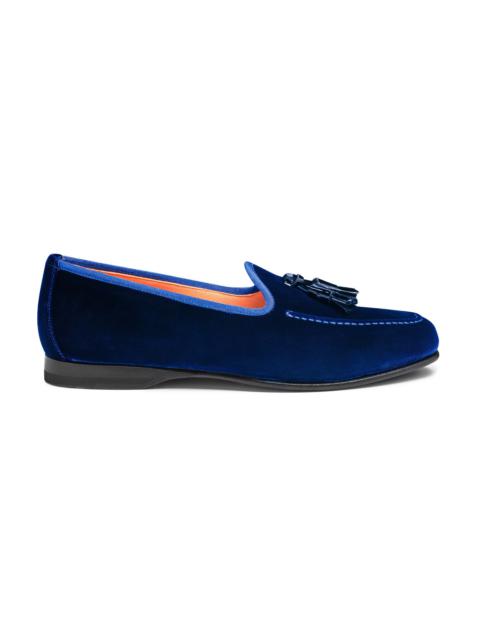 Santoni Men’s blue velvet Andrea tassel loafer