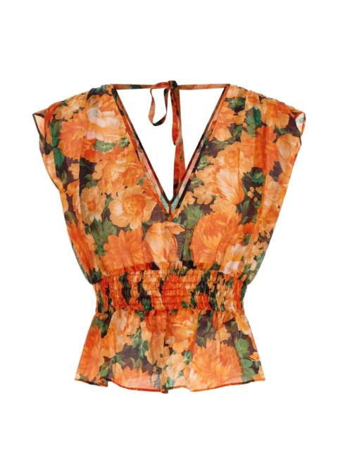 PINKO botanical garden V-neck top