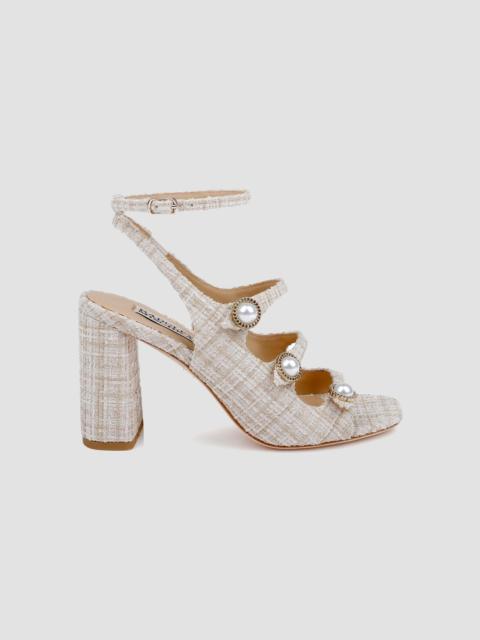 BADGLEY MISCHKA Women's Vella 85MM Tweed Block-Heel Sandals - Cream Multi