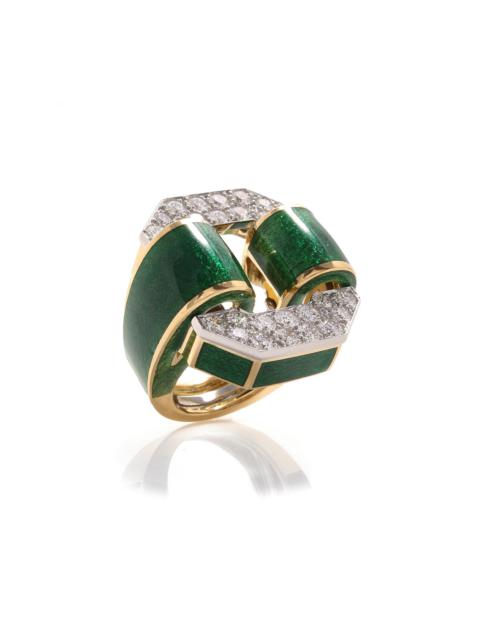 DAVID WEBB Green Octogonal Buckle Ring