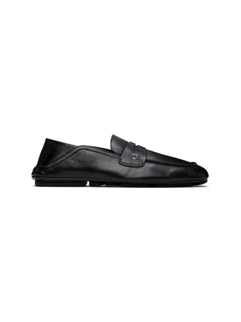 FERRAGAMO Black Calfskin Loafers