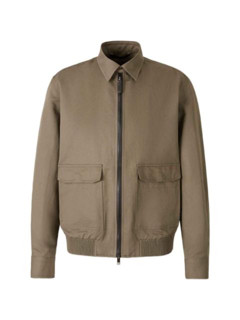 Brioni patch-detail zip-up jacket