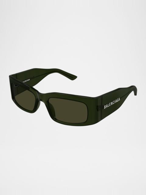 BALENCIAGA Logo-Print Rectangle Sunglasses