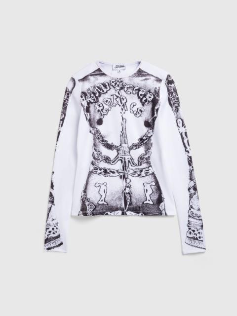 Jean Paul Gaultier – Long-Sleeve Gaultier Paris Top White/Black
