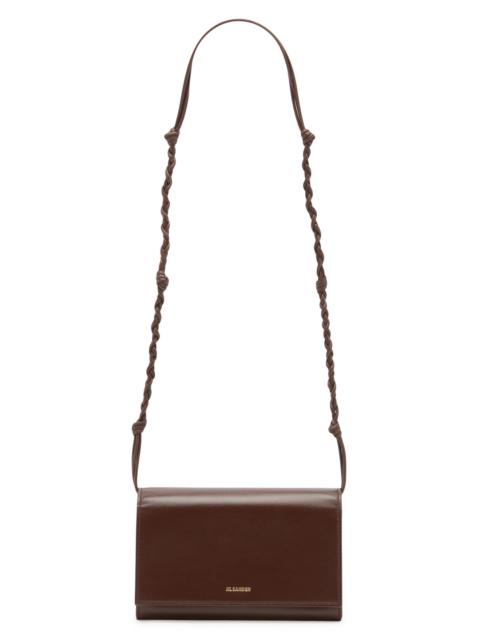 Jil Sander Women's Tangle Leather Wallet-On-Strap - Dark Earth