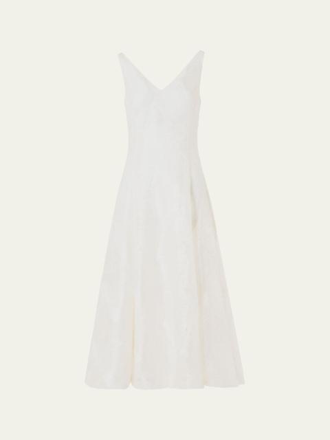 AKRIS Lacquered Sea Faille Sleeveless Midi Dress