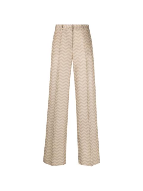 zigzag-woven straight-leg trousers