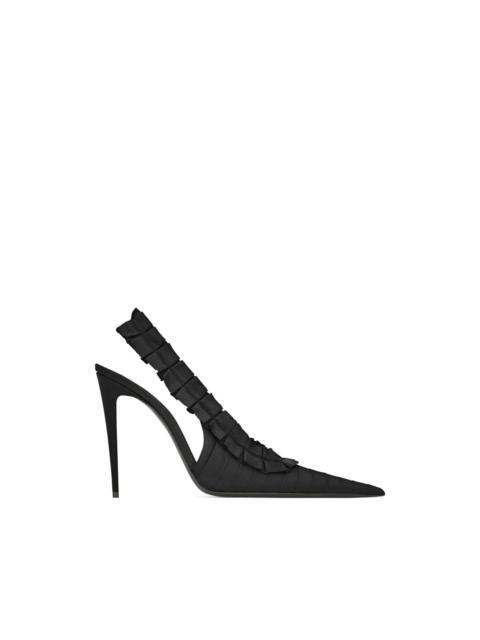 SAINT LAURENT Madeleine ruffled slingback pumps