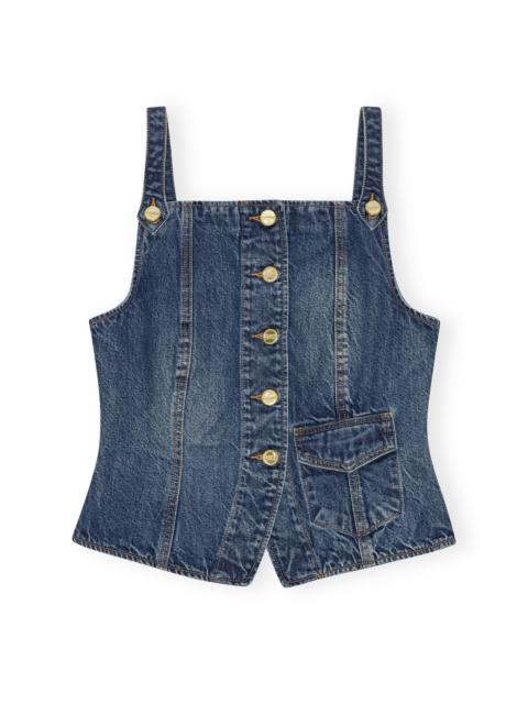 DARK BLUE HEAVY WASHED DENIM TOP