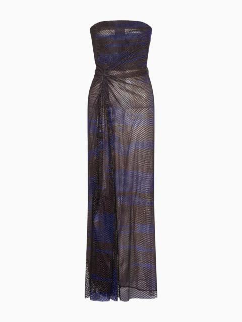 GIORGIO ARMANI Printed bodice long dress with all-over decorative crystals