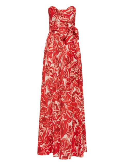 REBECCA VALLANCE strapless floral-print maxi day dress