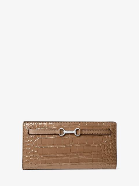 MICHAEL KORS Carson Large Patent Crocodile Embossed Wallet