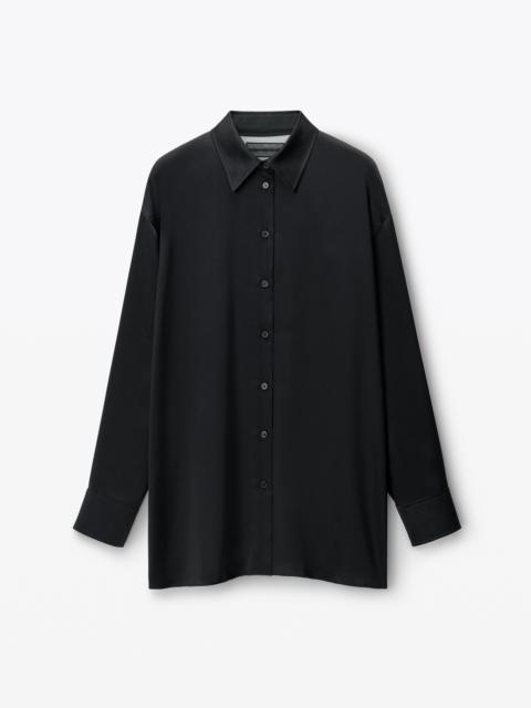 Alexander Wang Logo Cutout Shirt in Silk Charmeuse
