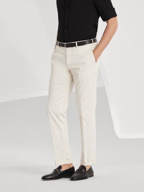 Brunello Cucinelli Garment-dyed Italian fit trousers in American Pima comfort cotton gabardine