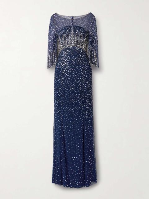 JENNY PACKHAM Kiya embellished tulle gown Navy
