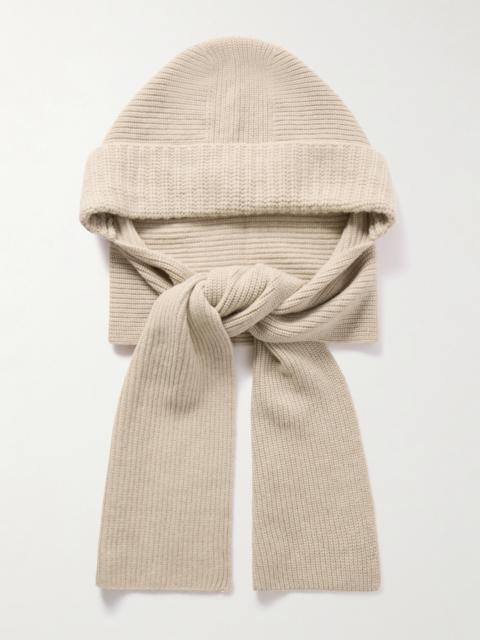 Yves Salomon Hooded Ribbed Wool And Cashmere-blend Snood