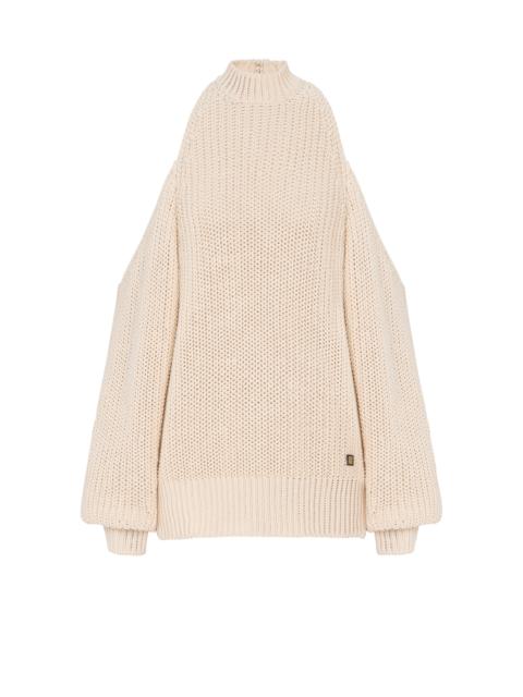 Balmain Cotton knit open-shoulder jumper