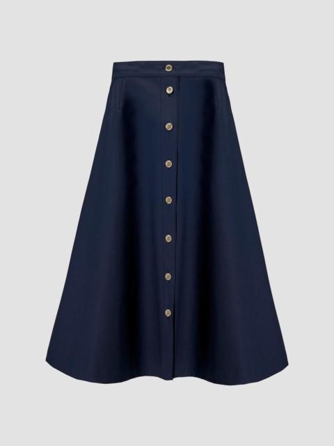 CAROLINA HERRERA Women's Cabana Button-Front Stretch-Cotton Midi-Skirt - Midnight