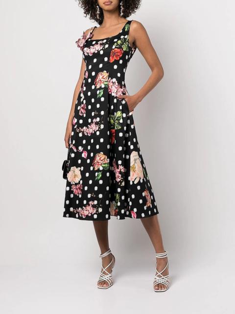 Marchesa FLORAL PRINT MIDI DRESS
