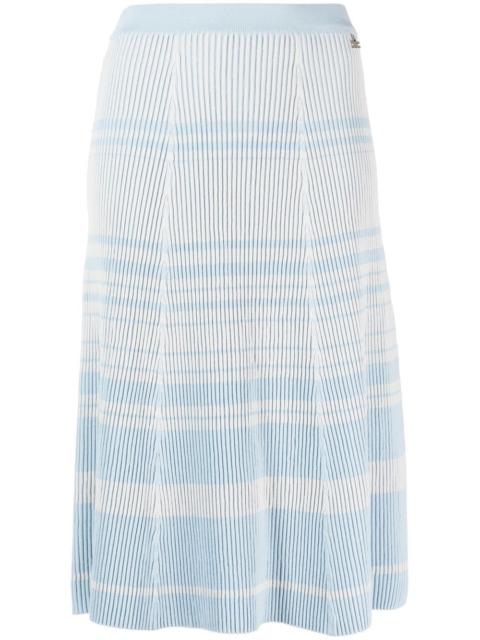 ELISABETTA FRANCHI striped ribbed midi skirt