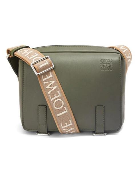 Loewe LOEWE Military Messenger Bag in Soft Grained Calfskin and Jacquard XS Khaki Green