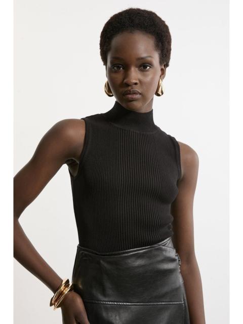 KAREN MILLEN Viscose Blend Rib Knit Vest