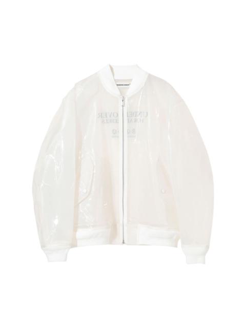 transparent logo-print bomber jacket