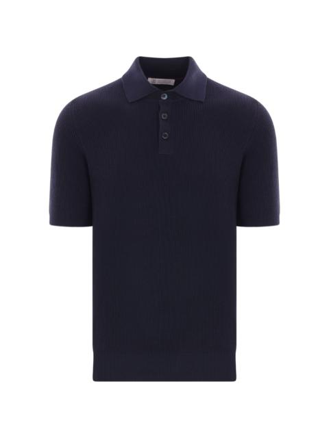 ribbed-knit polo shirt