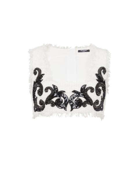 Balmain Baroque strappy tweed top
