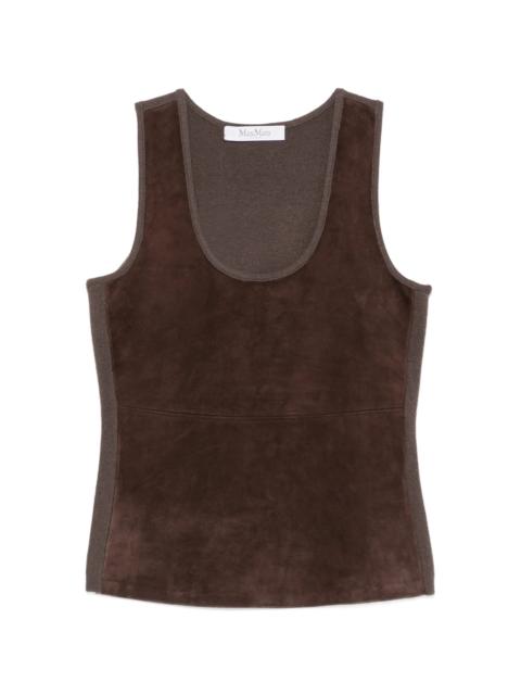 Max Mara Max Mara Suede-panelled Scoop-neck Top