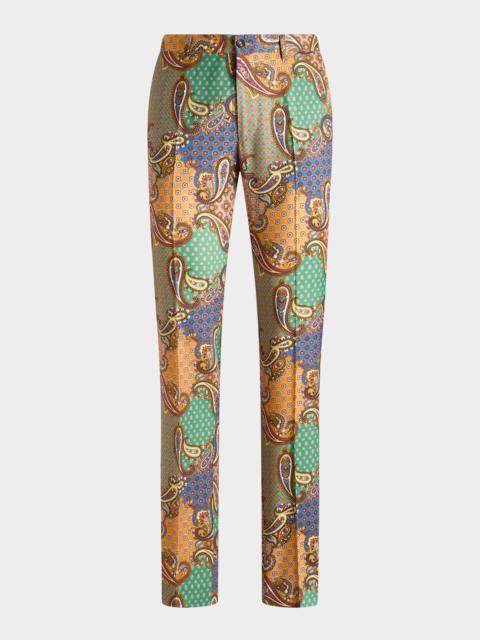 Etro Men's Wool Patchwork Flat-Front Trousers