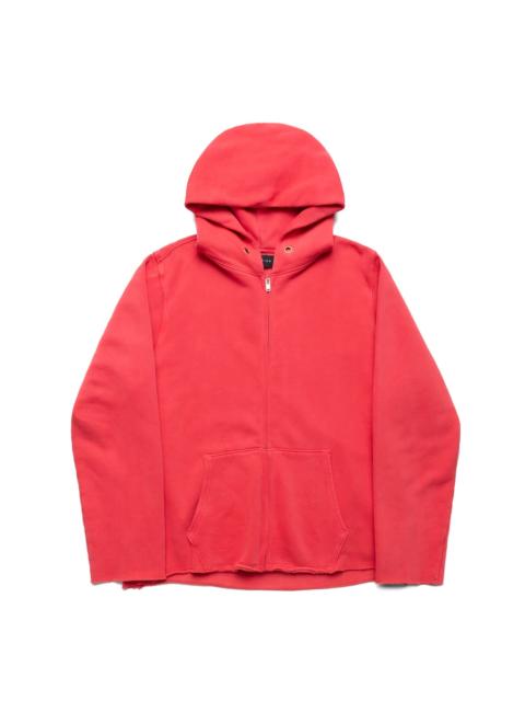 LES TIEN Heavyweight Raw Zip Hoodie - Washed Crimson