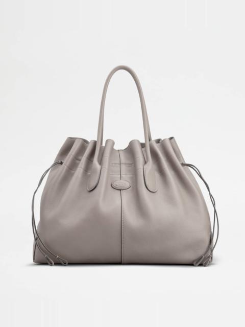 Tod's TOD'S DI BAG IN LEATHER MEDIUM WITH DRAWSTRING - GREY