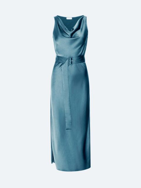 LAPOINTE Lightweight Satin Belted Dress