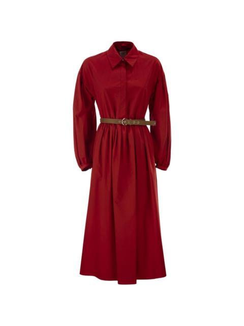 Max Mara balloon-sleeve pleated cotton midi dress